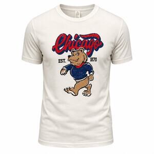 Chicago Cubs Walking Bear Mascot Graphic Tee White Size XL
